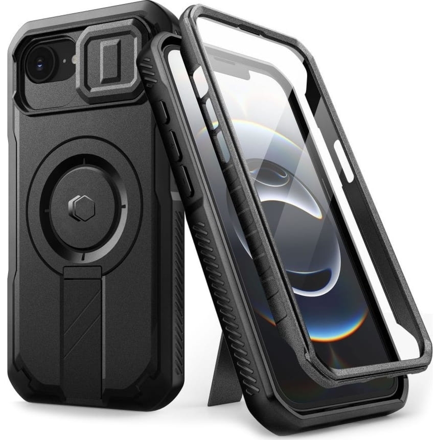 Etui pancerne Tech-Protect Kevlar Cam+ do iPhone 17e / 16e, czarne