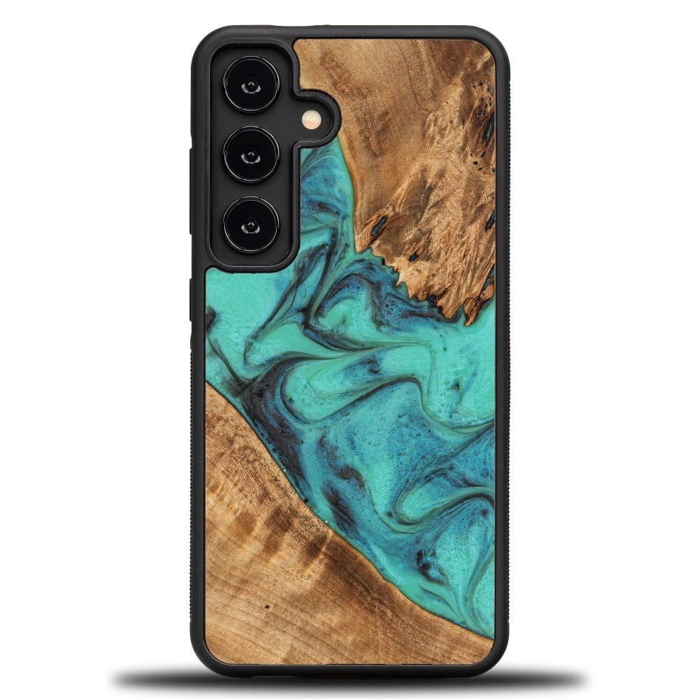 Image of Drewniane etui do Galaxy S25, Bewood Unique Turquoise