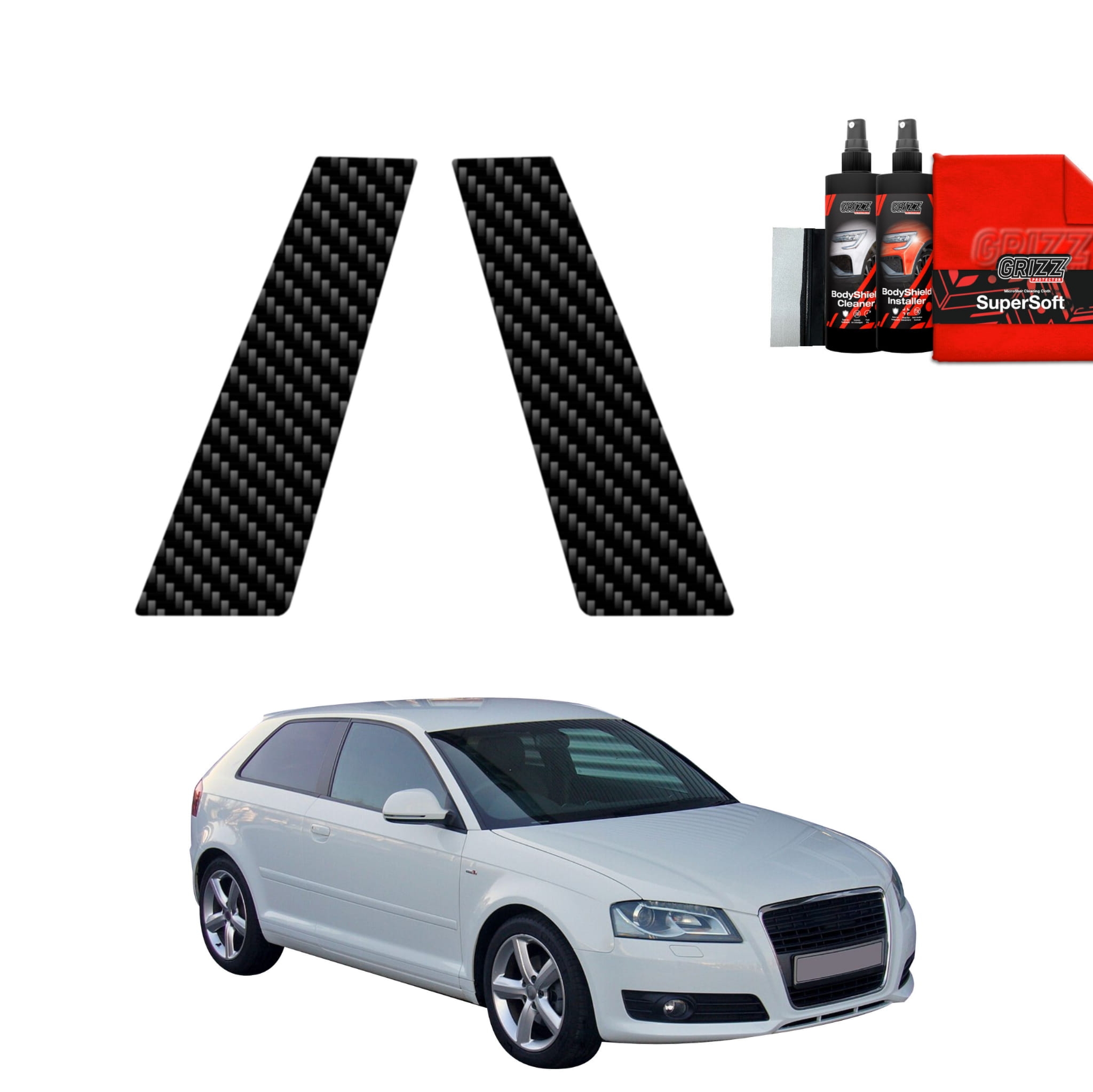 2w1 Folia karbonowa Grizz Protector na słupki do Audi A3 8P Hatchback 3D (2003-2008)