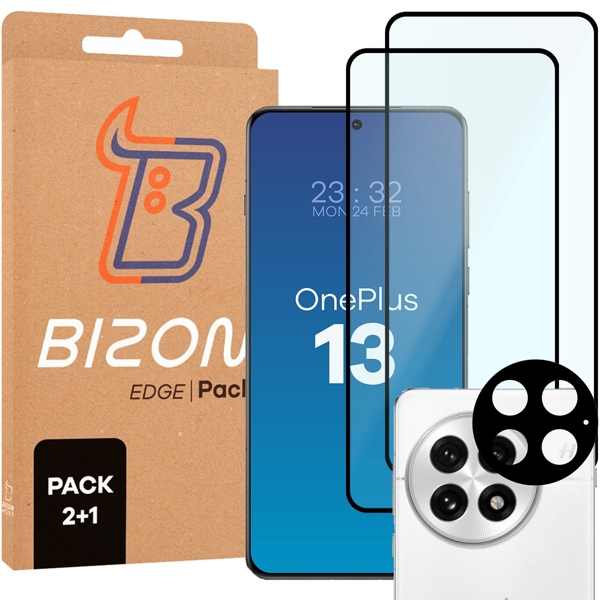 Image of 2x Szkło + szybka na aparat Bizon Edge 3D Pack do OnePlus 13