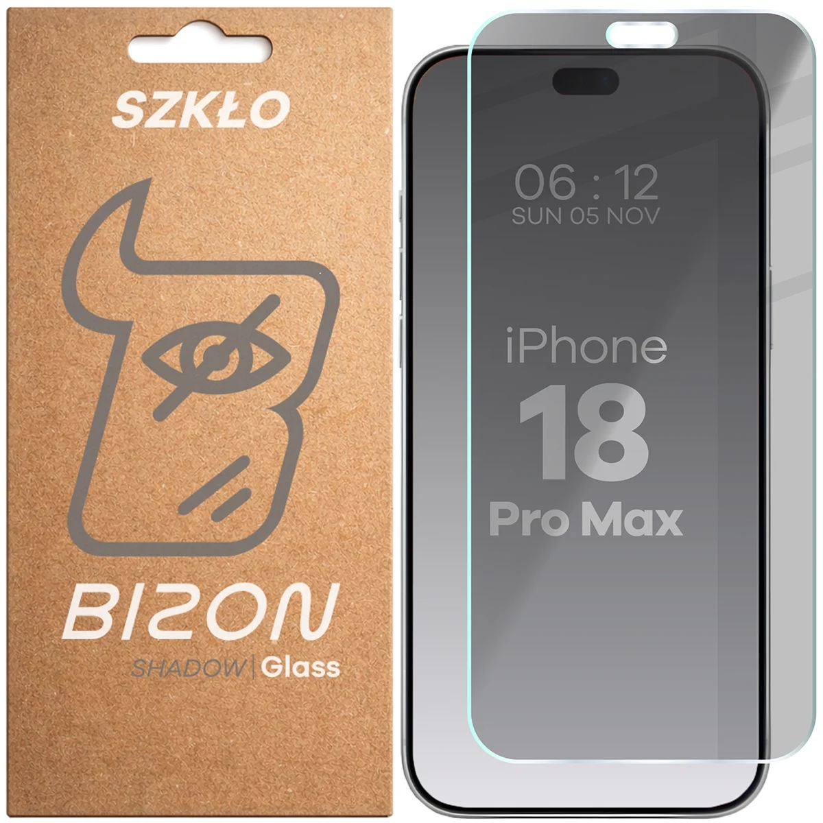 Prywatyzujące szkło hartowane Bizon Glass Clear Shadow do iPhone 18 Pro Max, przyciemniane