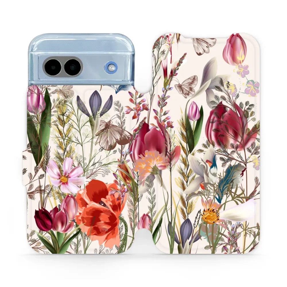 Etui z klapką do Google Pixel 8a, Mobiwear Book, bukiet kwiatów