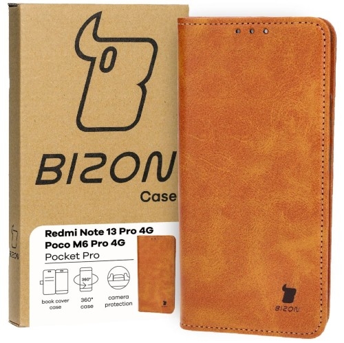 Image of Etui Bizon Case Pocket Pro do Xiaomi Redmi Note 13 Pro 4G / Xiaomi Poco M6 Pro 4G, brązowe