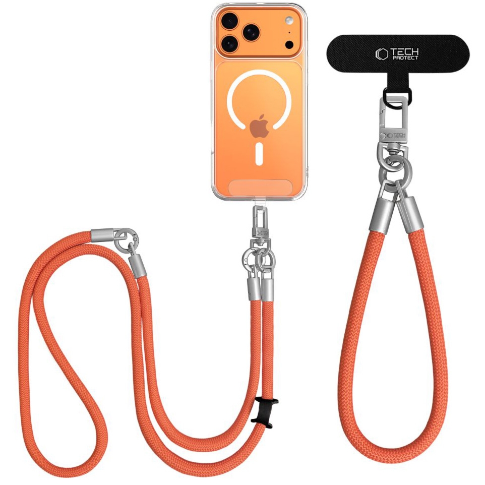 Uniwersalna smycz do telefonu, sznurek C10S Rope Crossbody & Wrist Tech Protect, pomarańczowa