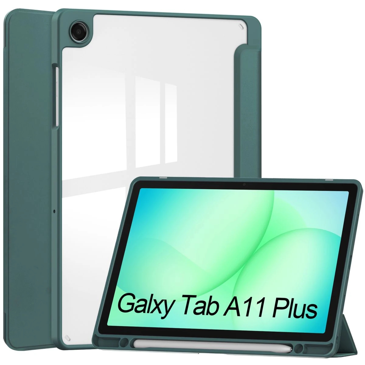 Etui z klapką Bizon Case Tab Clear Matt do Galaxy Tab A11 Plus / A9 Plus, ciemnozielone