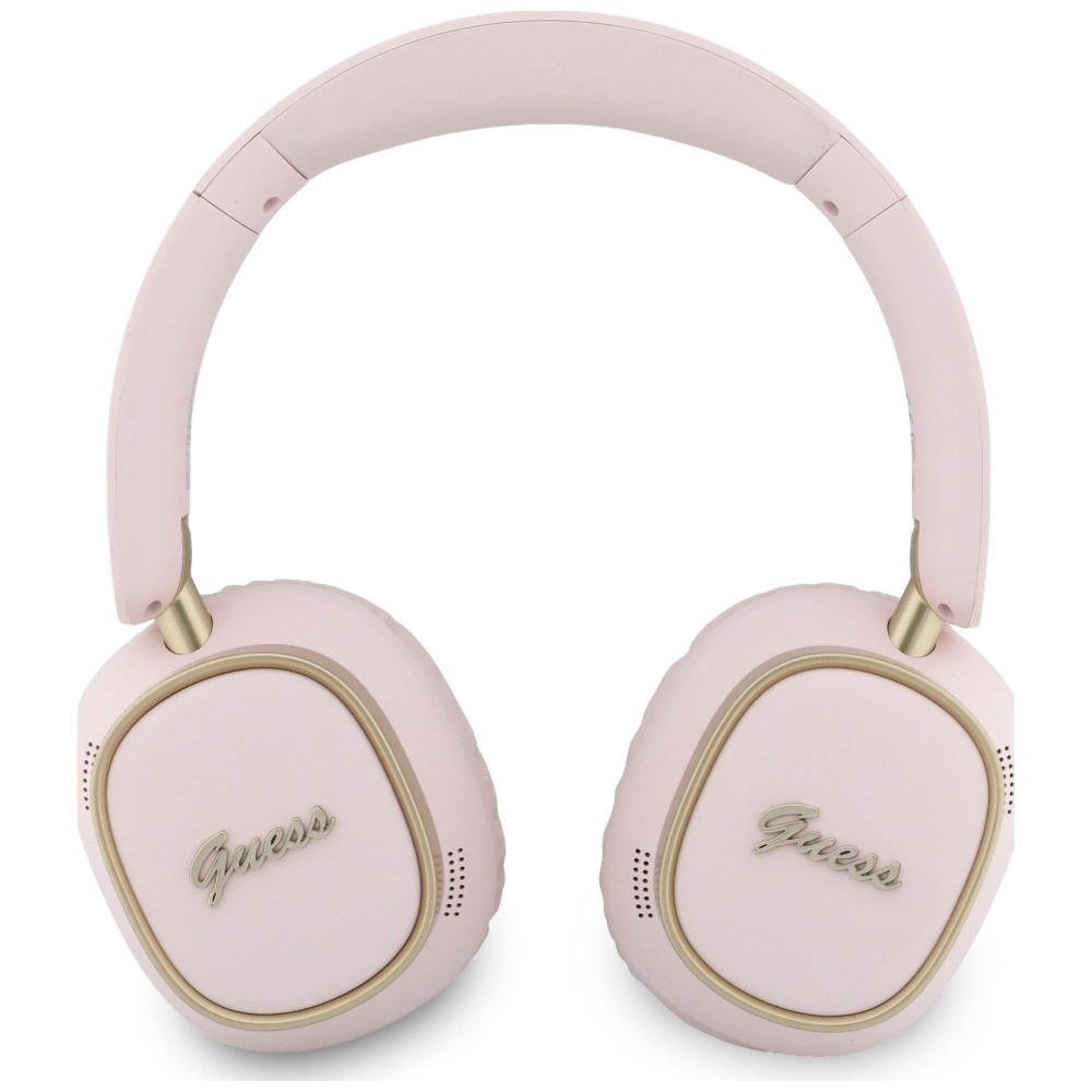 Bezprzewodowe słuchawki nauszne Guess ENC Rectangle Metal Script Bluetooth 5.4, różowe