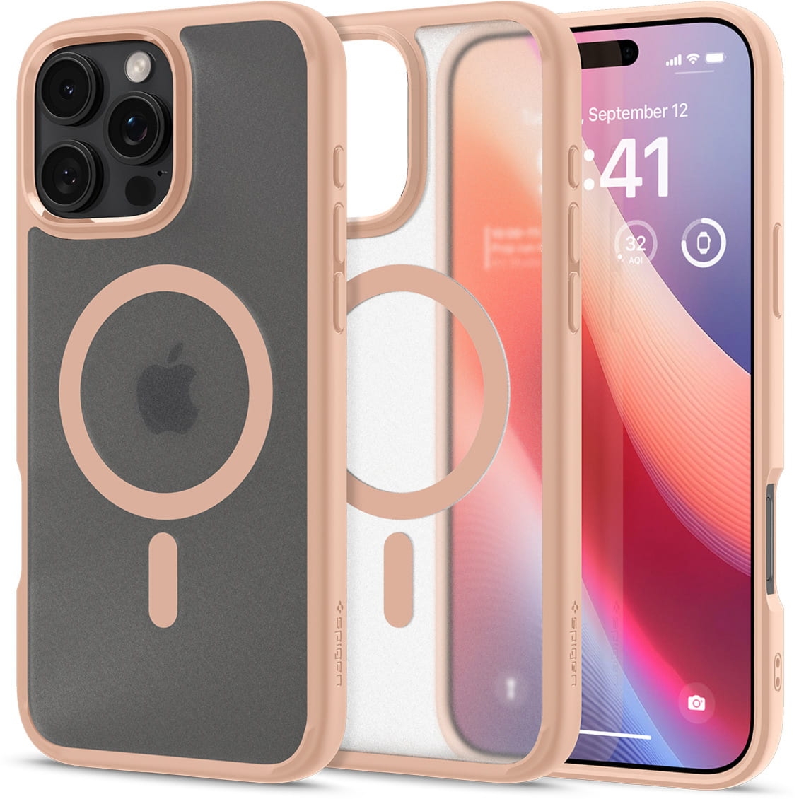 OUTLET: Etui Spigen Ultra Hybrid Mag do MagSafe do iPhone 16 Pro, półprzezroczysto-różowe