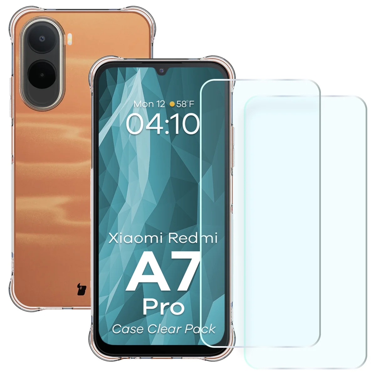 Elastyczne etui + 2x szkło hartowane Bizon Case Clear Pack do Xiaomi Redmi A7 Pro