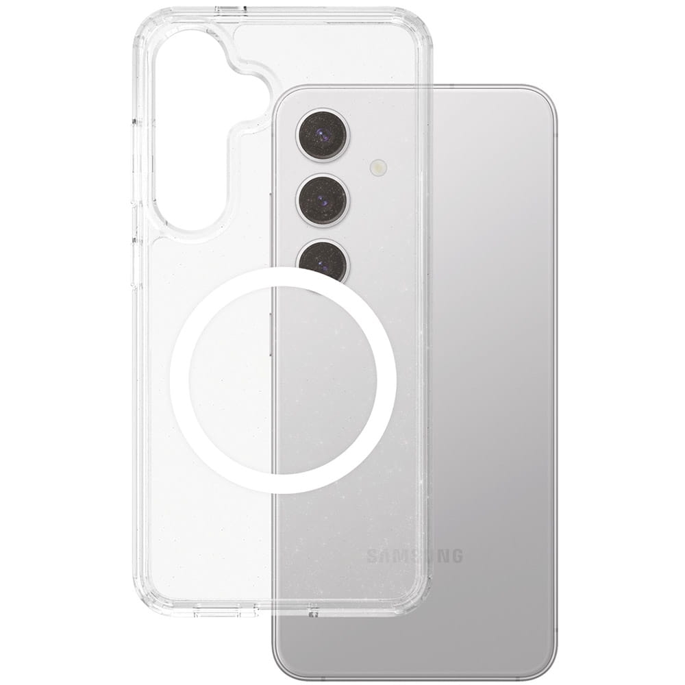 Image of Etui CARE by PanzerGlass Flagship Urban Combat Qi do Galaxy S25 Plus, przezroczyste z brokatem