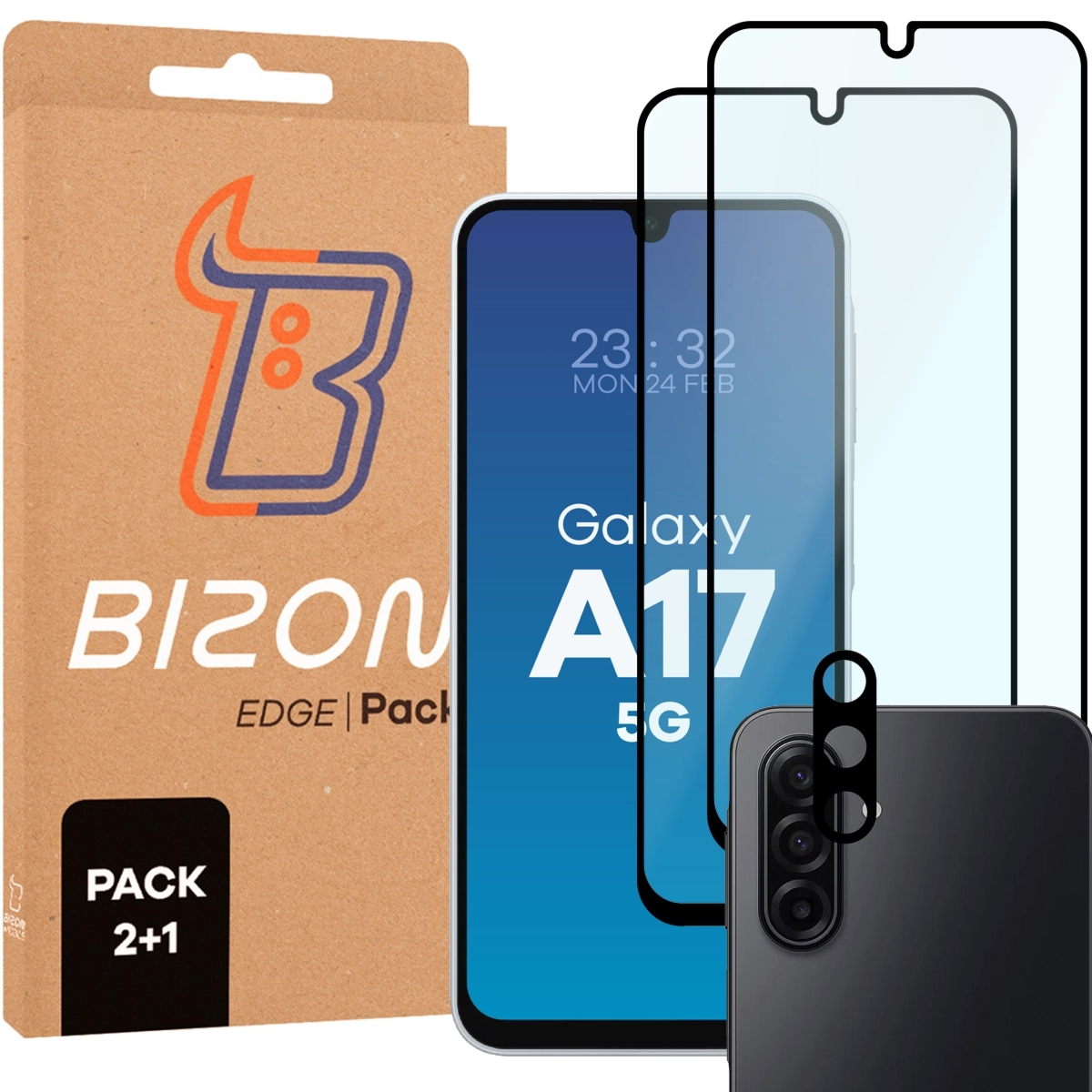 2x Szkło + szybka na aparat Bizon Glass Edge Pack do Galaxy A17 5G