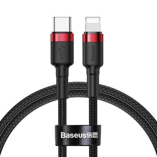 Image of Kabel Baseus Cafule 18W QC3.0 USB-C do Lightning 1m, czarno-czerwony