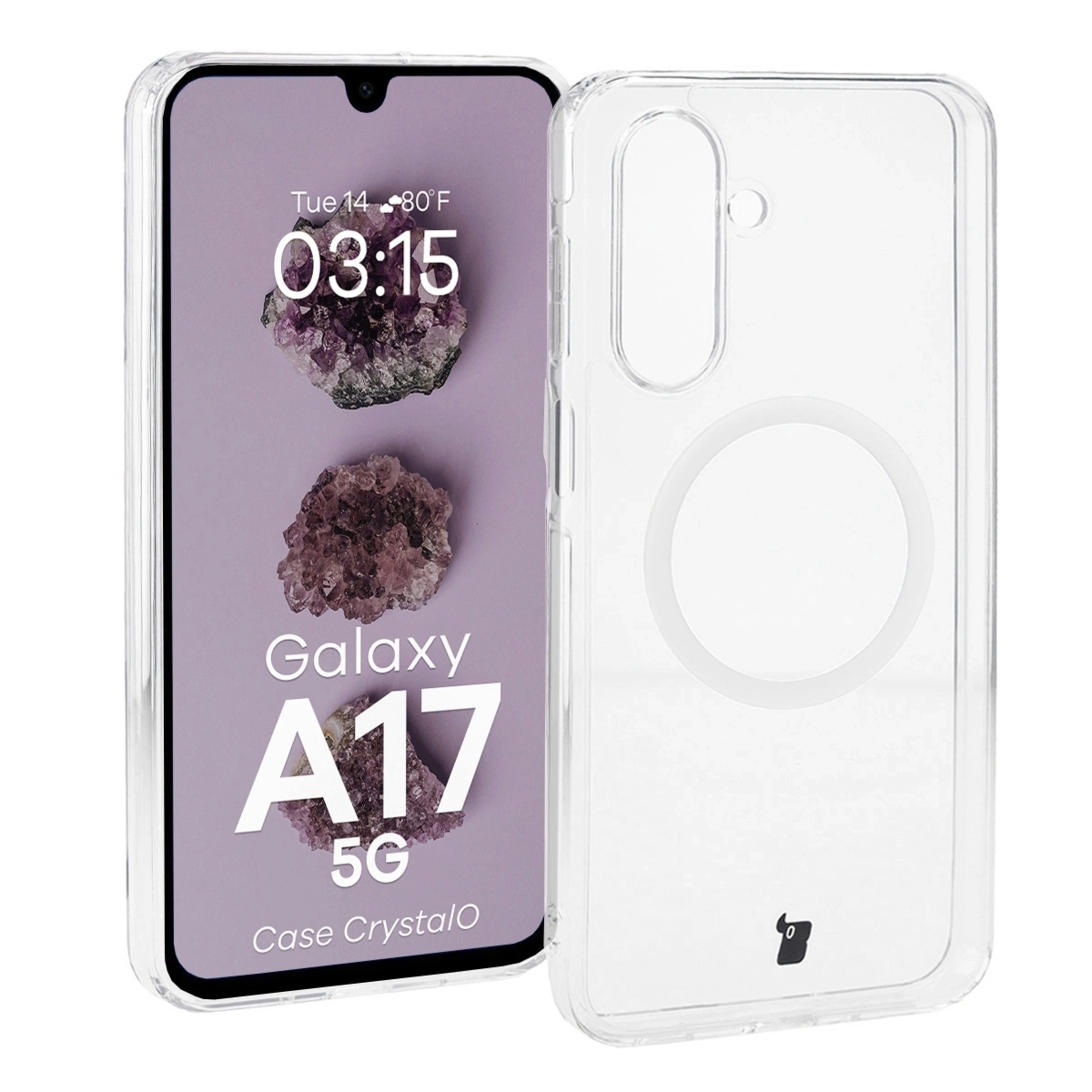 Etui z pierścieniem magnetycznym Bizon Case CrystalO do Galaxy A17 5G, przezroczyste