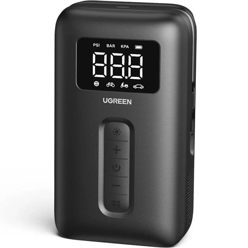 Image of Kompresor samochodowy Ugreen CD259 z wyświetlaczem i latarką LED, 150 PSI, 2500 mAh, czarny