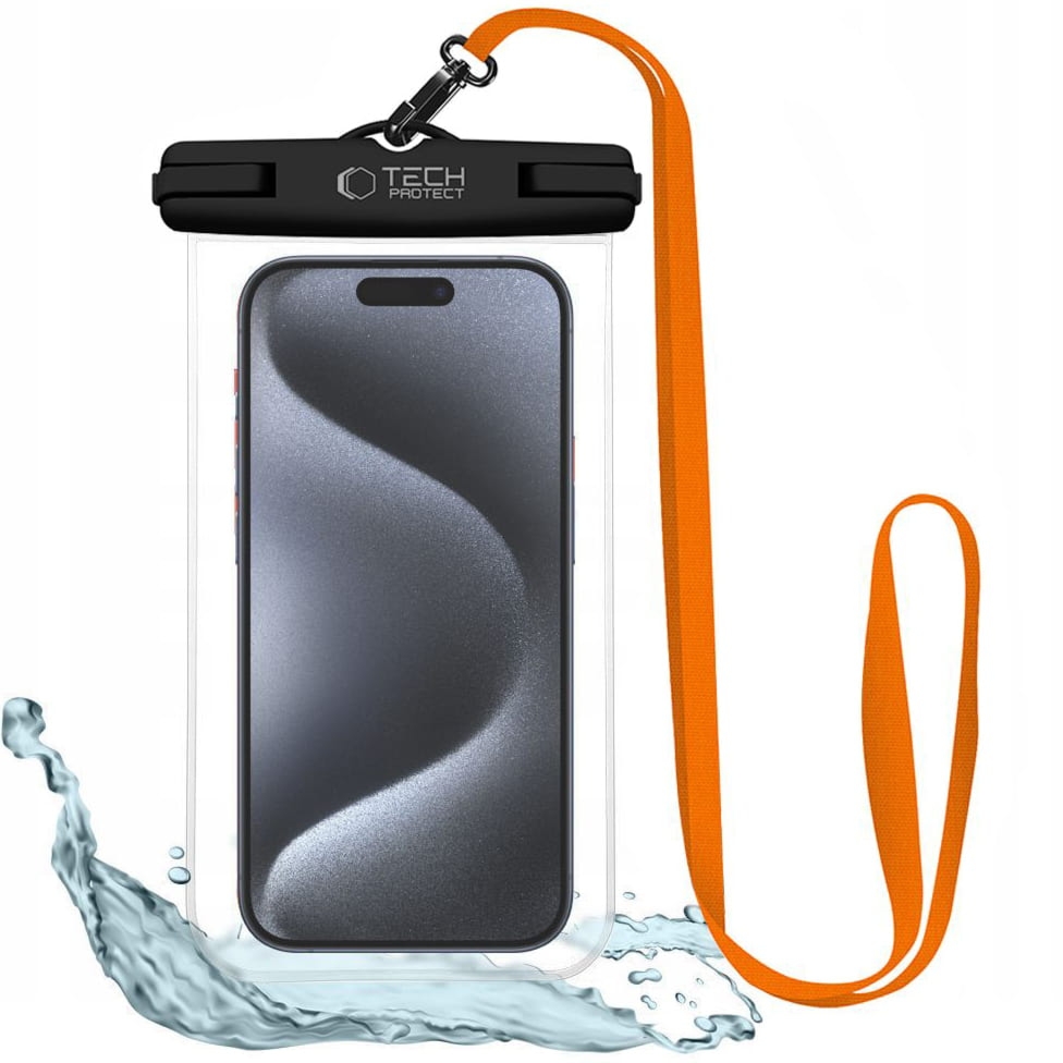 Etui wodoszczelne Tech-Protect UWC7 Universal Waterproof Case do telefonu maks. 6,9″, czarno-pomarańczowe