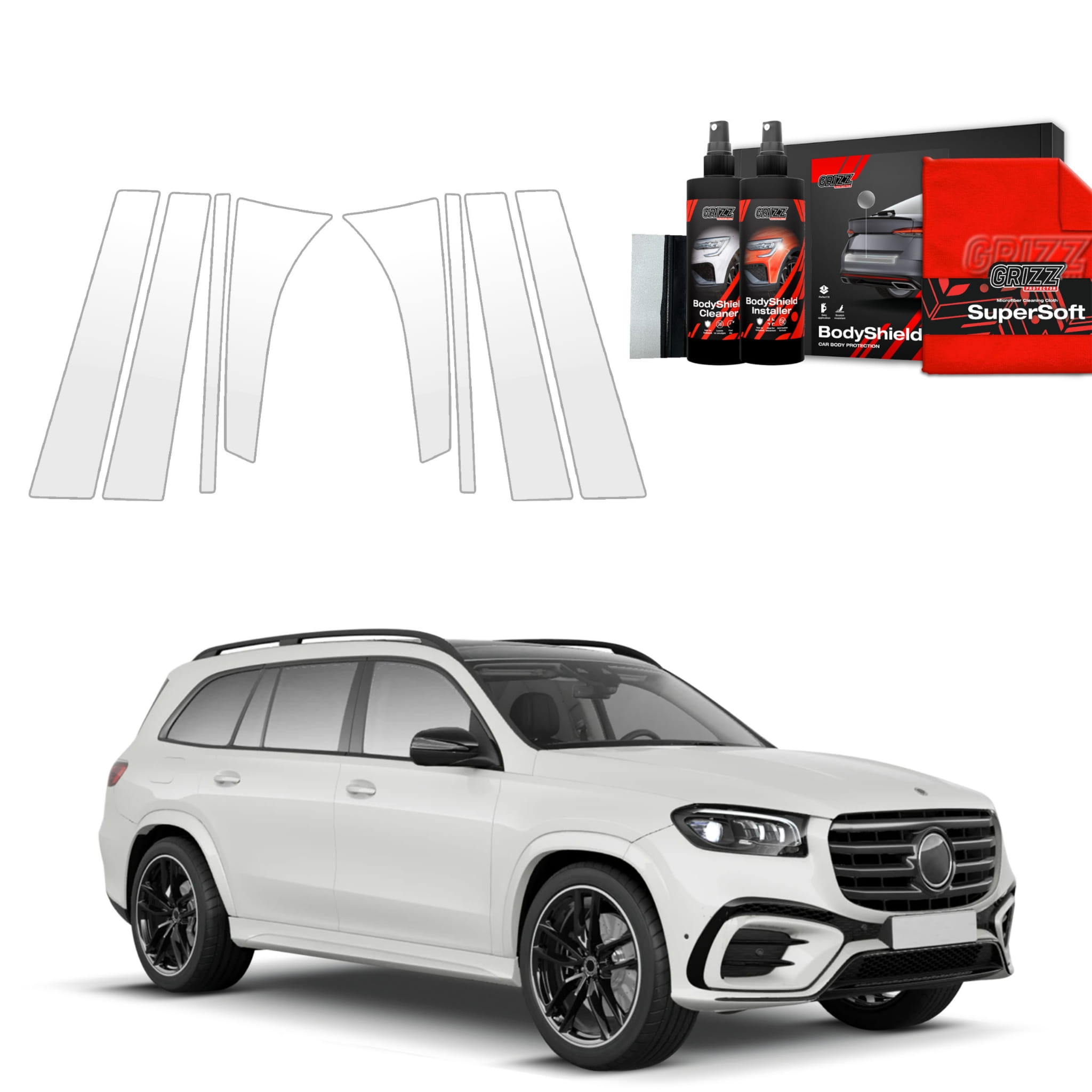 8w1 Folia ochronna Grizz Protector na słupki do Mercedes GLS 450d (2023-2026)