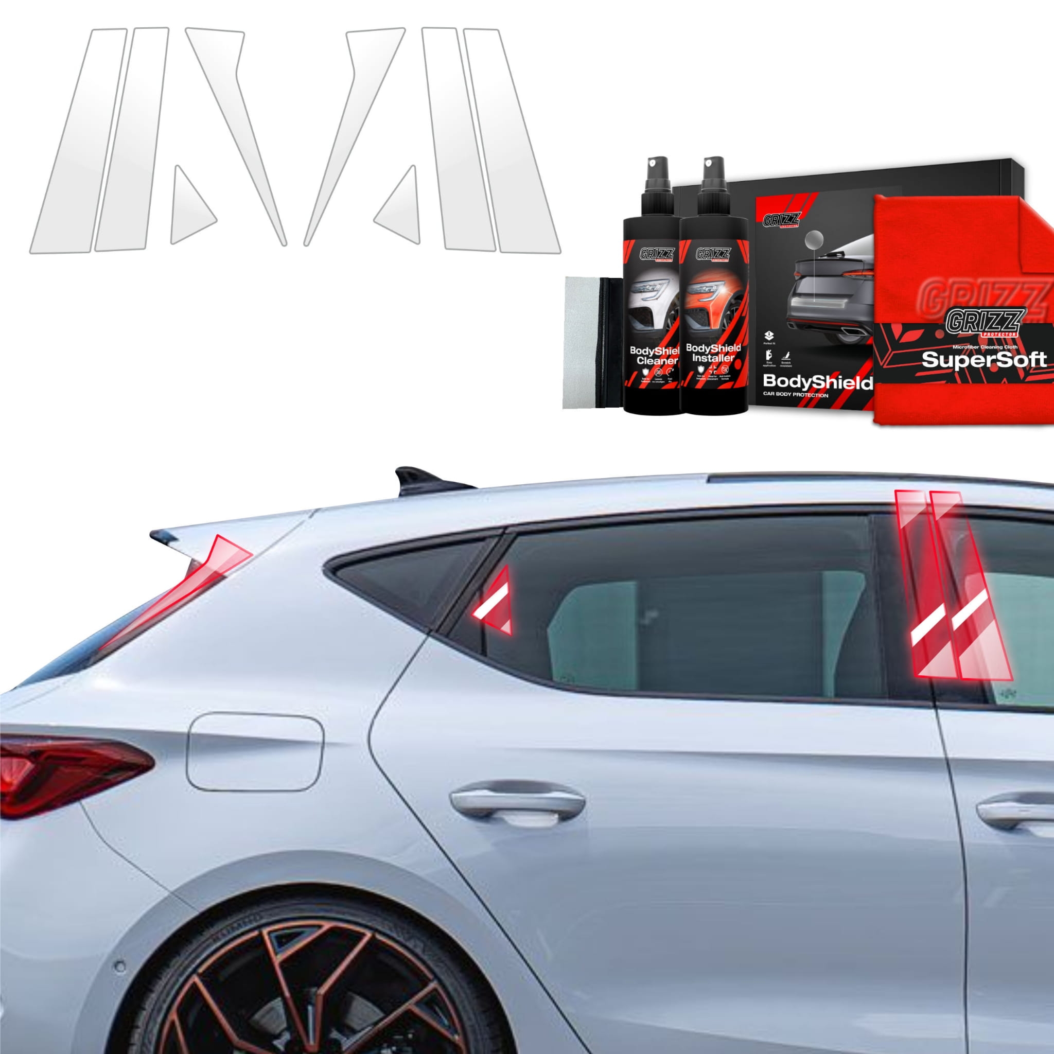 8w1 Folia ochronna Grizz Protector na słupki do Cupra Leon Sportstourer (2024-2026)