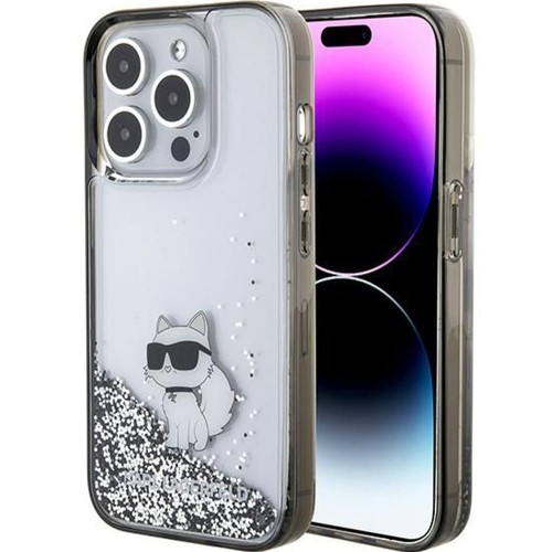 Image of Etui Karl Lagerfeld Hardcase Liquid Glitter Choupette do iPhone 15 Pro, przezroczyste