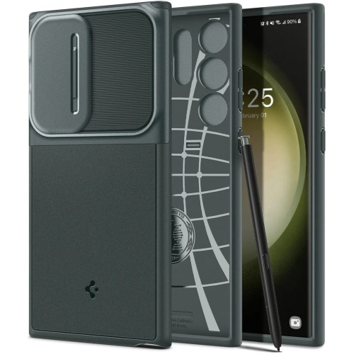 Image of Etui Spigen Optik Armor do Galaxy S23 Ultra, zielone