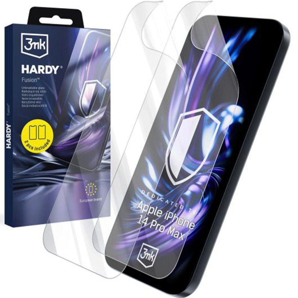 Szkło hybrydowe, 3mk Hardy Fusion do iPhone 14 Plus / 14 Pro Max, 2 sztuki