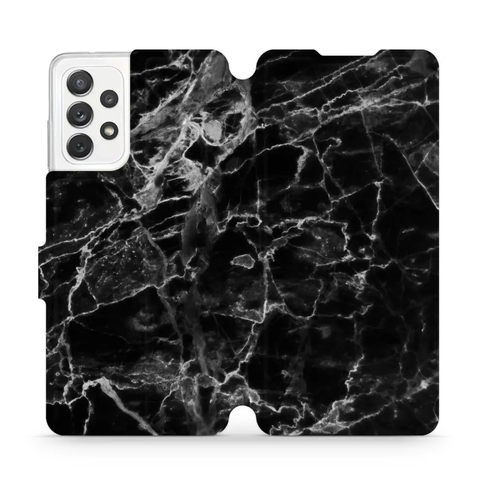 Etui z klapką do Galaxy A72 5G, Mobiwear Book, czarny marmur