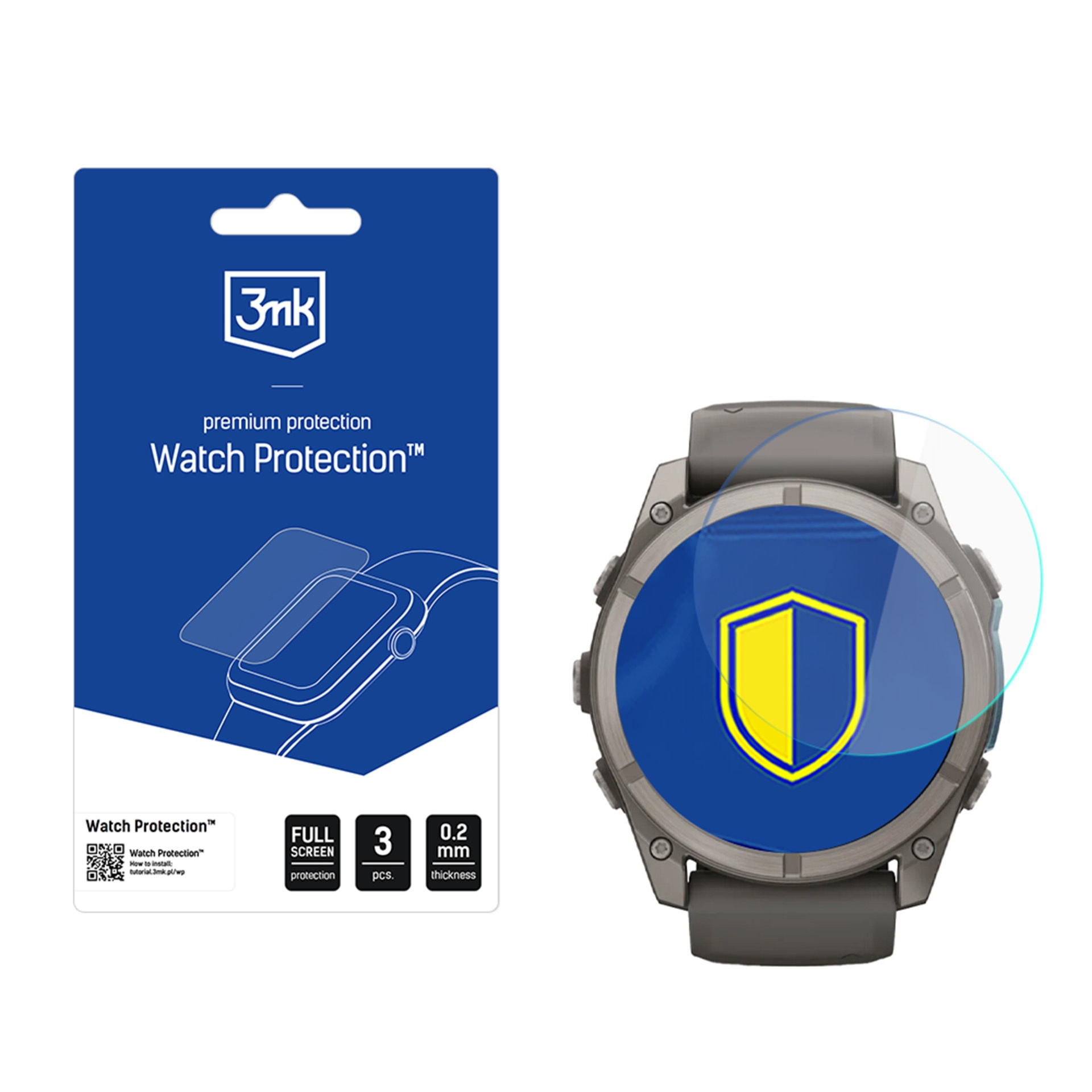 Szkło hybrydowe 3mk Watch Protection do Garmin Fenix 9 51mm, 3 sztuki