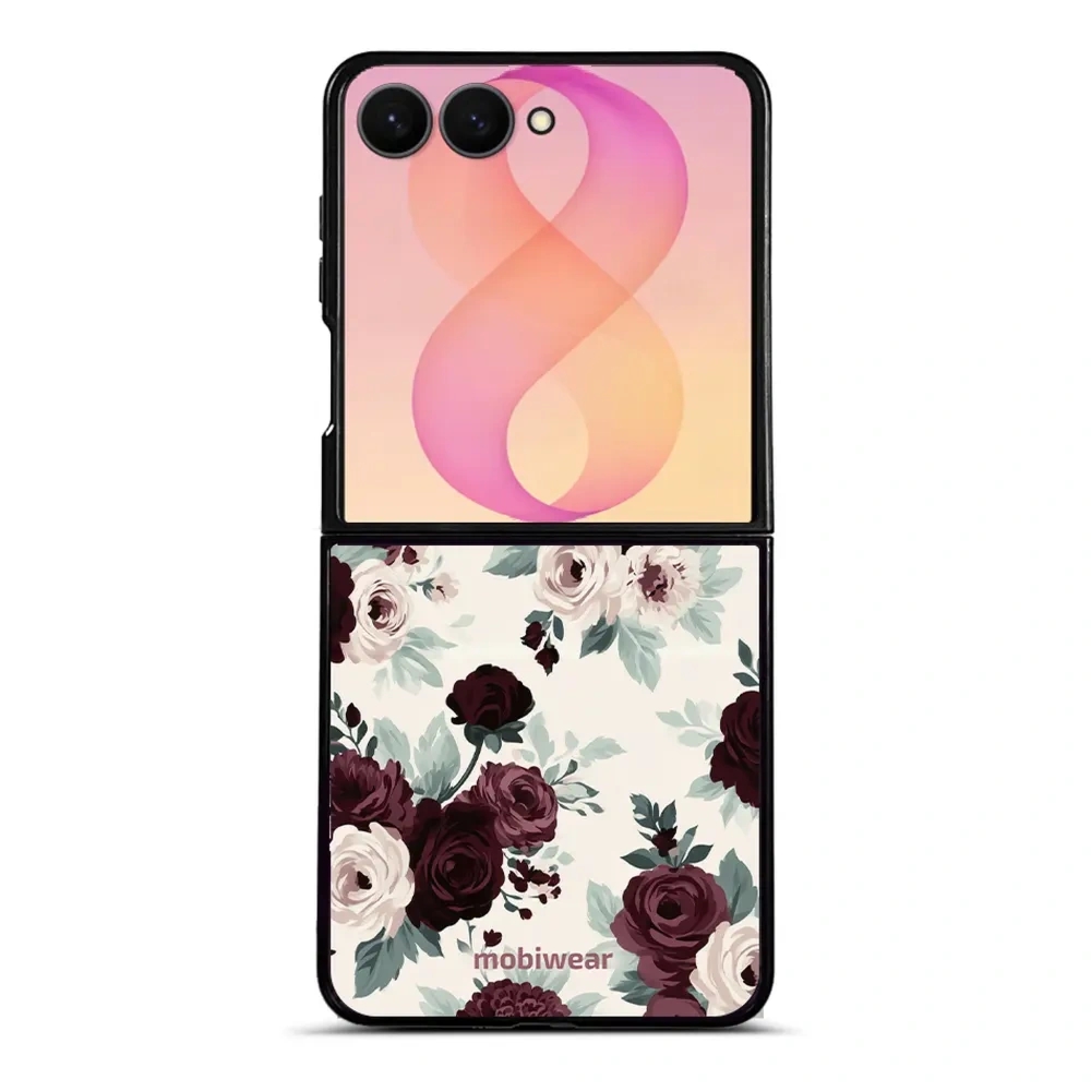 Etui ochronne do Galaxy Z Flip8, Mobiwear Glossy Case, róże z szałwią na kremie