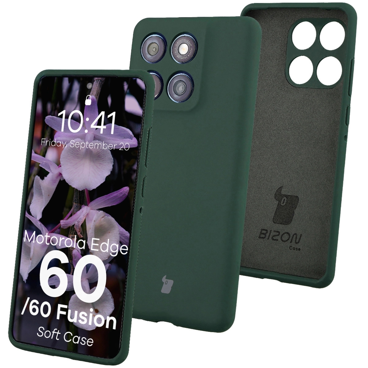Silikonowe etui Bizon Soft Case do Motorola Edge 60 Fusion / 60, ciemnozielone