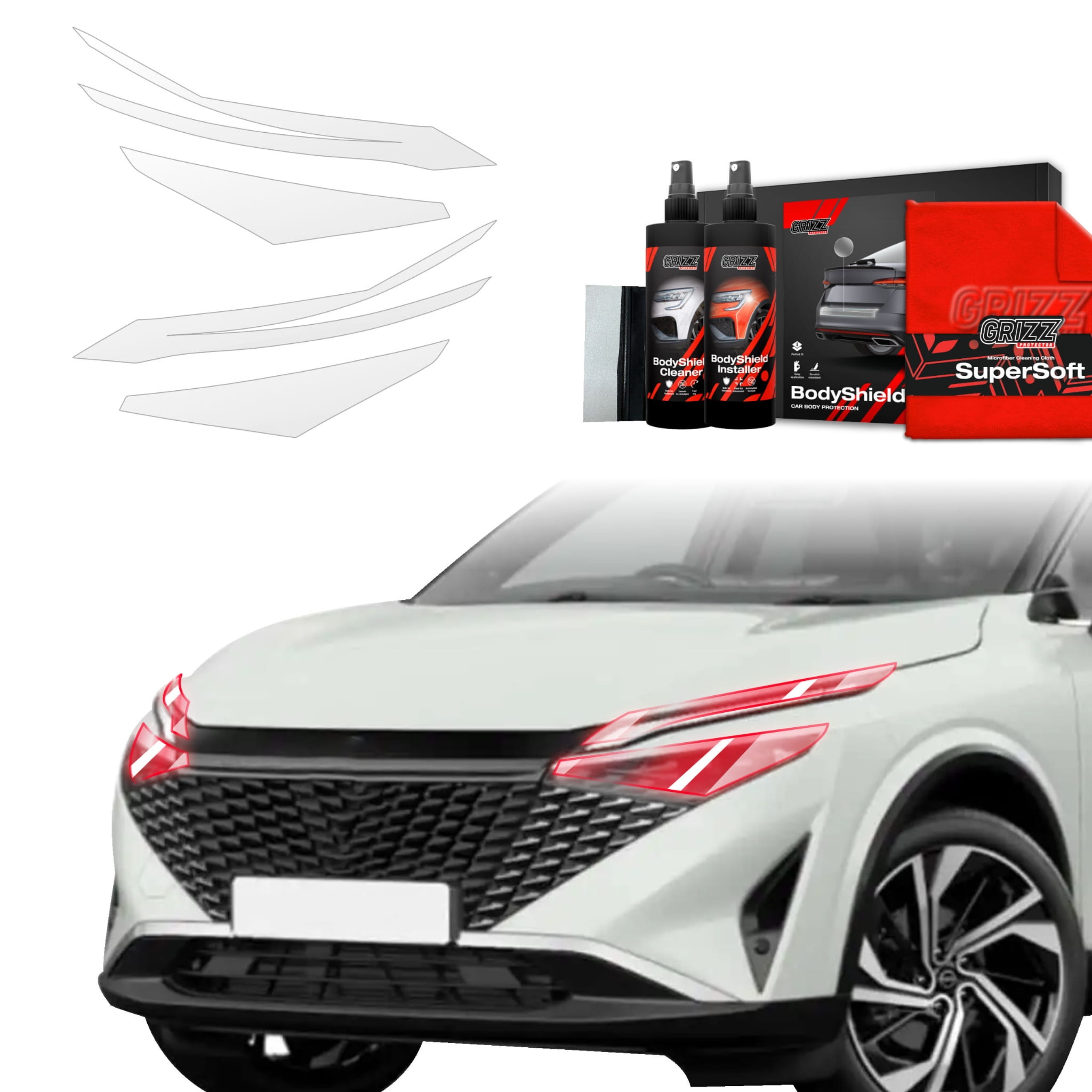 4w1 Folia ochronna Grizz Protector na lampy do Nissan Qashqai 3 Facelift (2024-2026)