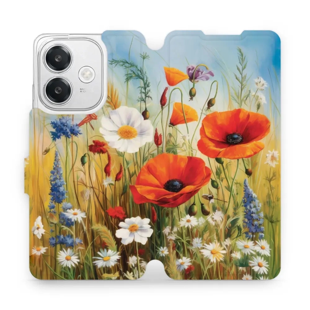 Etui z klapką do Oppo A40, Mobiwear Book, łąkowe kwiaty