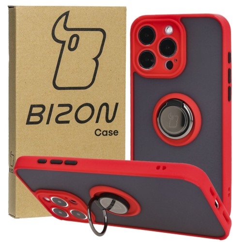 Image of Etui Bizon Case Hybrid Ring do iPhone 15 Pro Max, czerwone