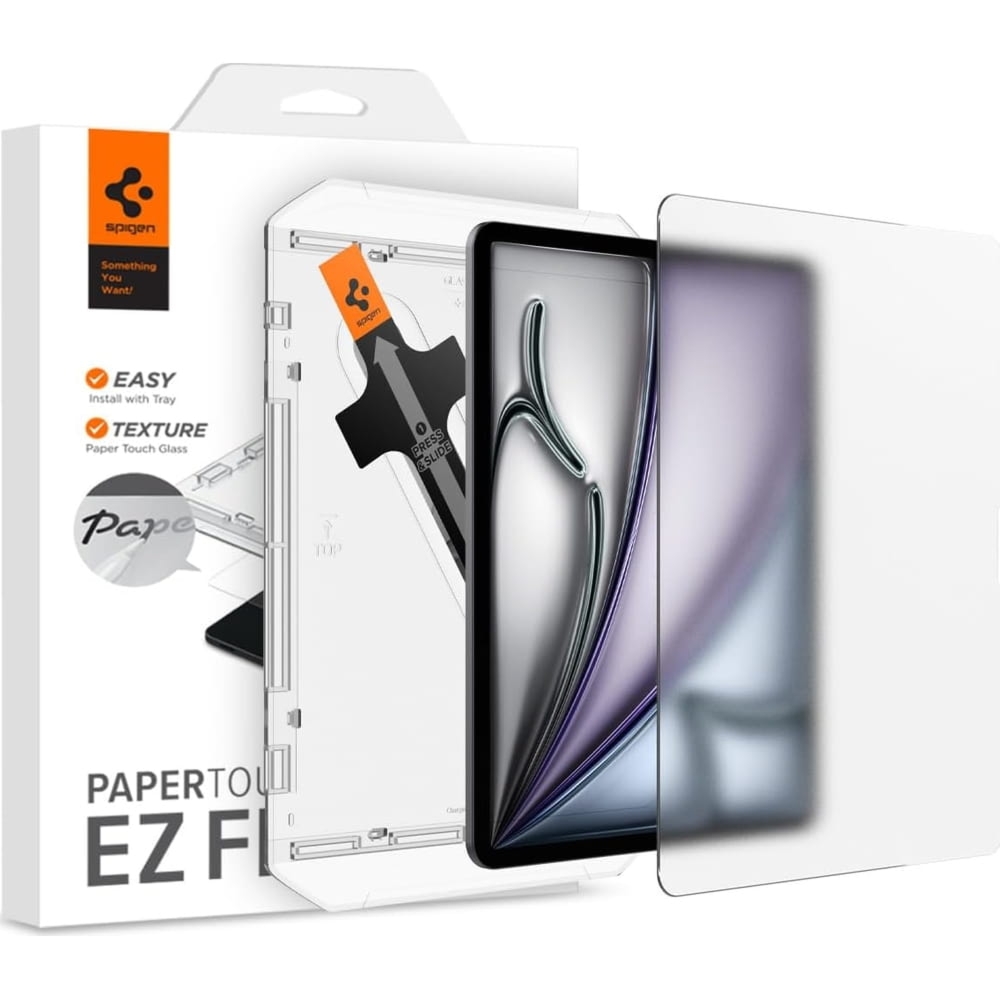 OUTLET: Szkło + Aplikator Spigen Paper Touch EZ Fit do iPad Air 13″ M4/M3/M2, matowe