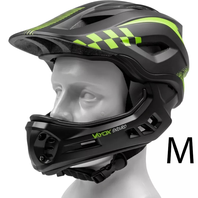 Kask rowerowy Vayox Enduro z odpinaną szczęką VA0421BM 54-58 cm, Rozmiar M, czarny
