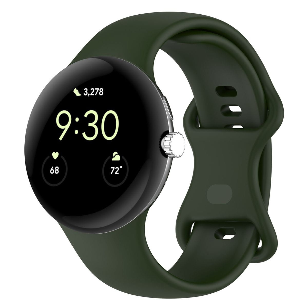Image of Silikonowy pasek Bizon Strap Watch Silicone S do Google Pixel Watch 3 (45mm), ciemnozielony