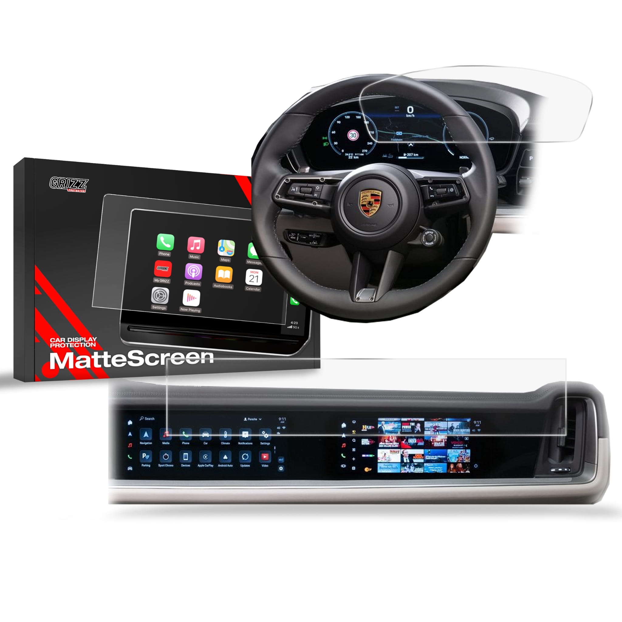 Image of Folia matowa 2w1 Grizz Protector do Porsche Cayenne 3 12,3" + 10,9“ (2023-2025)