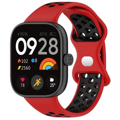 Image of Pasek Bizon Strap Watch Octo do Xiaomi Redmi Watch 4/Xiaomi Band 8 Pro, czerwono-czarny