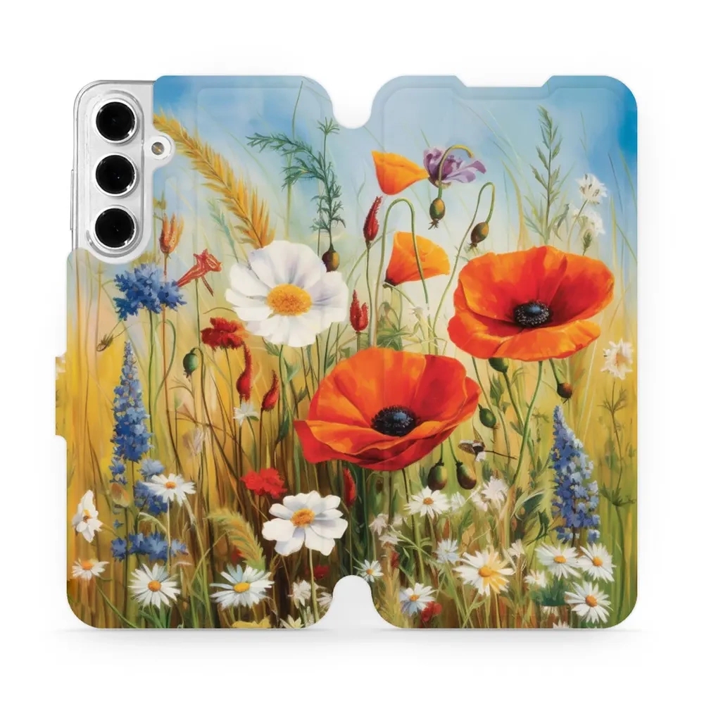 Image of Etui z klapką do Galaxy A16 5G, Mobiwear Book, łąkowe kwiaty