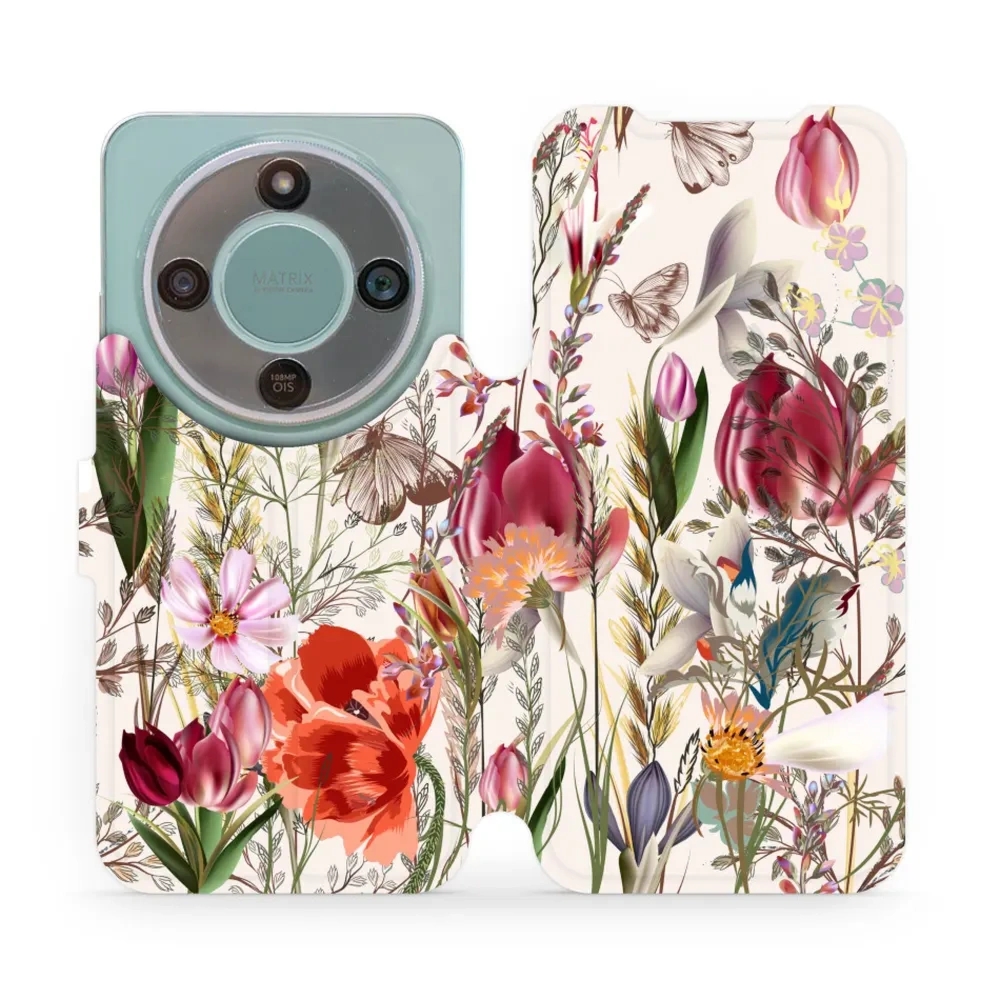 Etui z klapką do Honor Magic8 Lite, Mobiwear Book, bukiet kwiatów