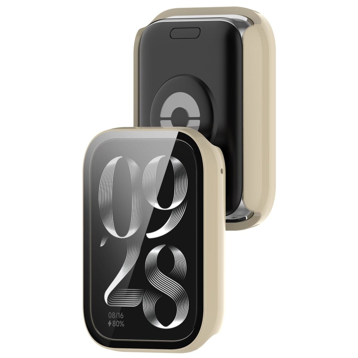 Etui ze szkłem do zegarka Bizon Case Watch Adamo do Xiaomi Mi Smart Band 9 Pro, beżowe