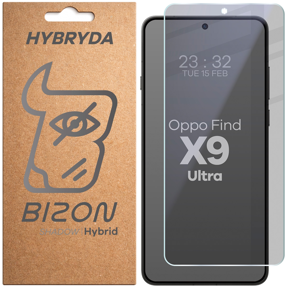 Prywatyzujące szkło hybrydowe Bizon Hybrid Shadow do Oppo Find X9 Ultra, matowe