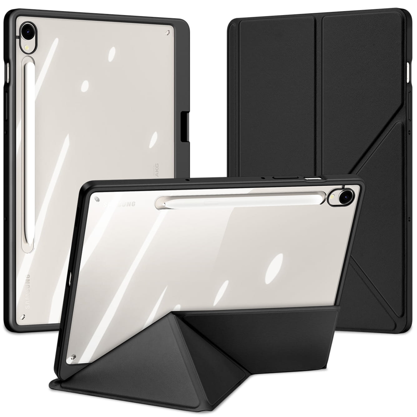 OUTLET: Etui z klapką Dux Ducis Magi do Galaxy Tab S10 FE / S10 Lite / S9 / S9 FE, czarno-przezroczyste