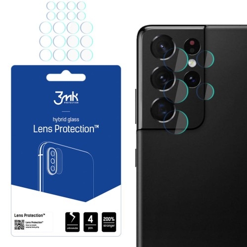 Image of Szkło na aparat 3mk Lens Protection dla Galaxy S21 Ultra 5G, 4 zestawy