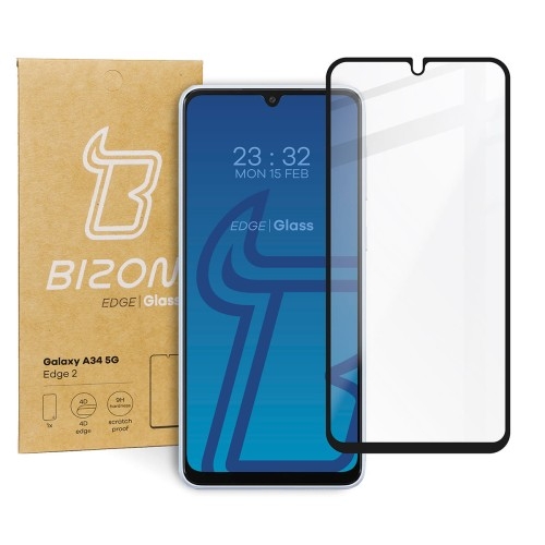Image of Szkło hartowane Bizon Glass Edge 2 do Galaxy A34 5G, czarne