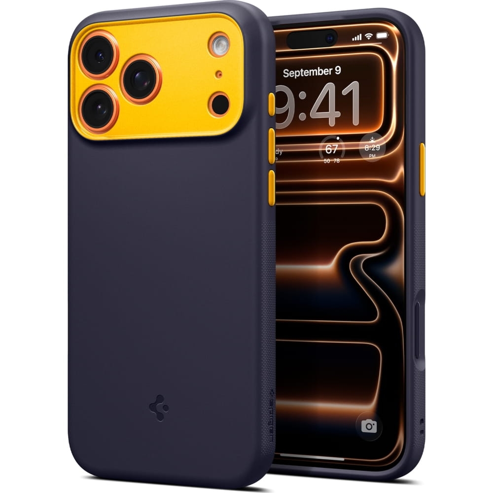 Etui Spigen Nano Pop Mag do MagSafe do iPhone 17 Pro, granatowo-żółte