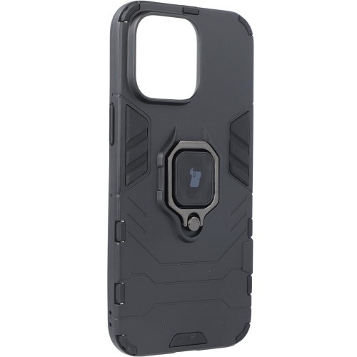 Image of Etui Bizon Case Armor Ring do iPhone 14 Pro Max, czarne