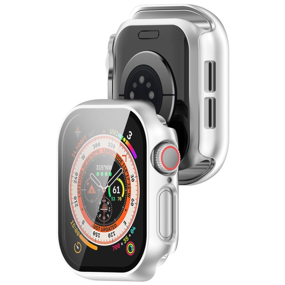 Etui ze szkłem do zegarka Bizon Case Watch Adamo do Apple Watch 11 / 10 42mm, srebrne