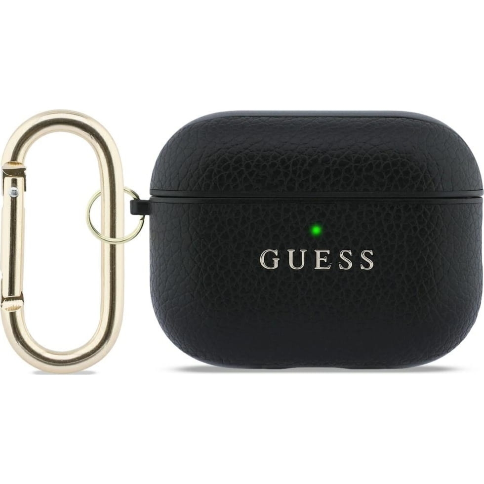 Etui Guess Grained PU Classic Logo do  AirPods Pro 3, czarne