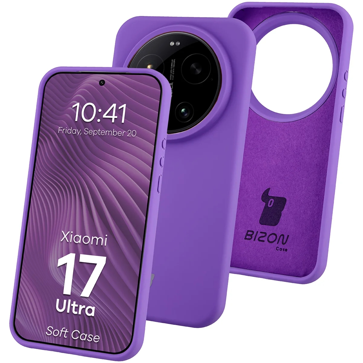 Silikonowe etui Bizon Soft Case do Xiaomi 17 Ultra, fioletowe