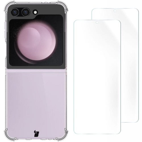 Image of Elastyczne etui + 2x folia na ekran Bizon Case Clear Pack do Galaxy Z Flip6