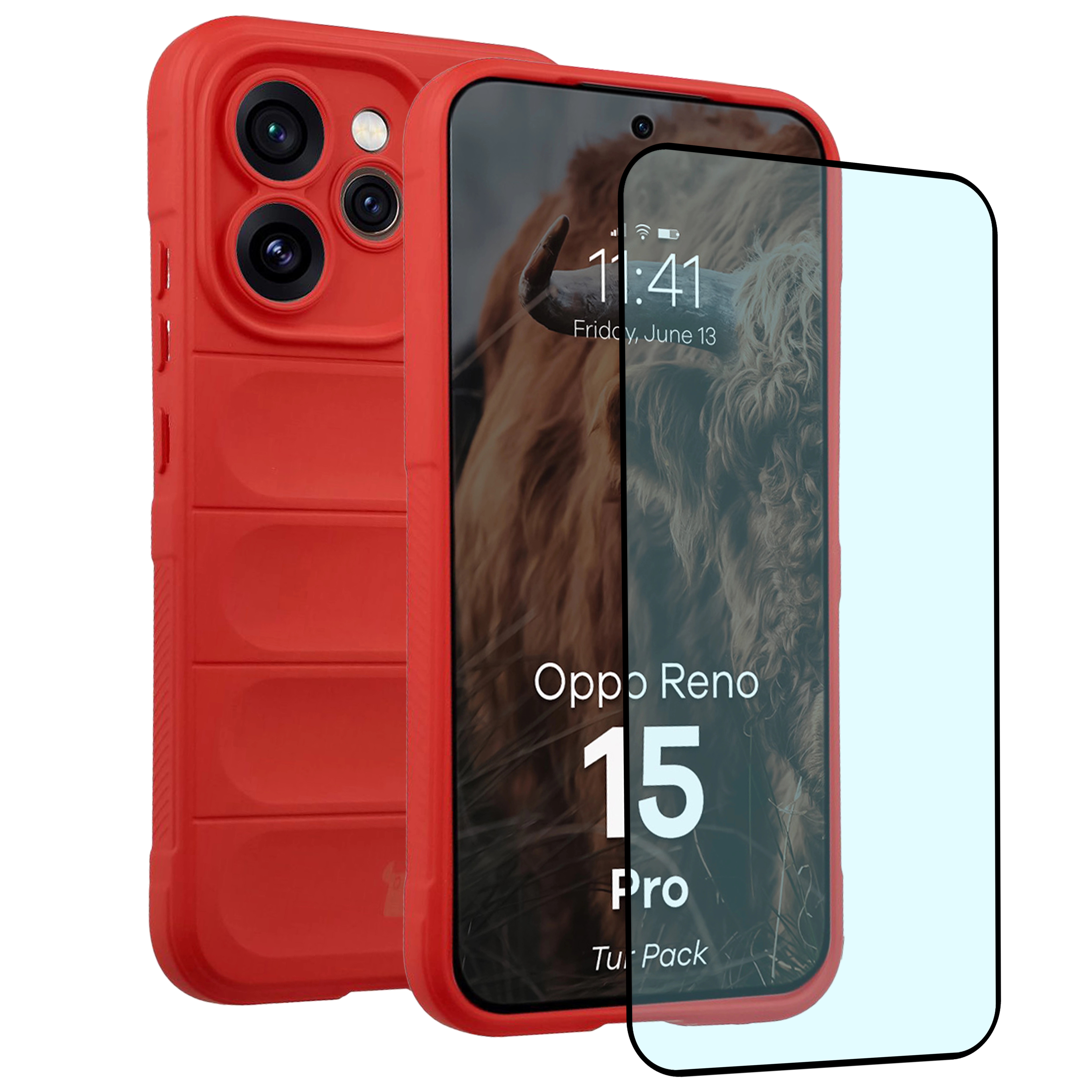 Pancerne etui + szkło hartowane Bizon Tur Pack do Oppo Reno 15 Pro, czerwone