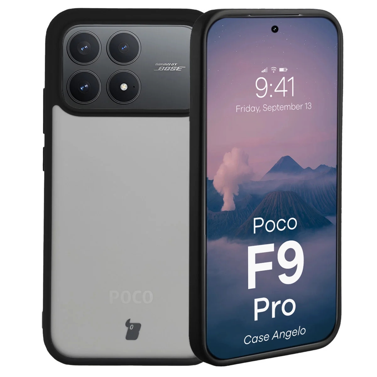 Etui Bizon Case Angelo do Xiaomi POCO F9 Pro, przydymione z czarną ramką
